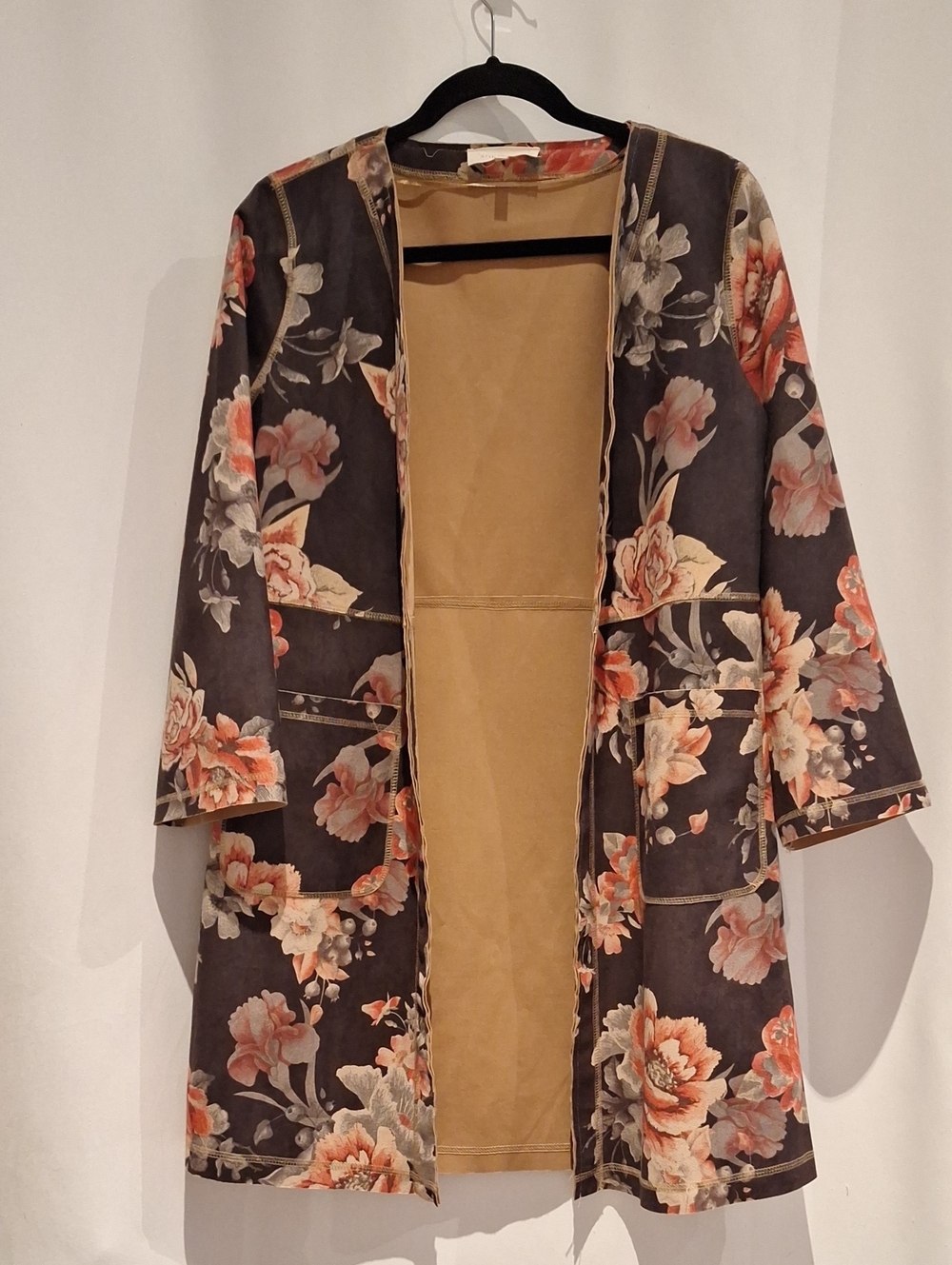 Solitaire Anthropologie Floral Open-Front Longline Coatigan -